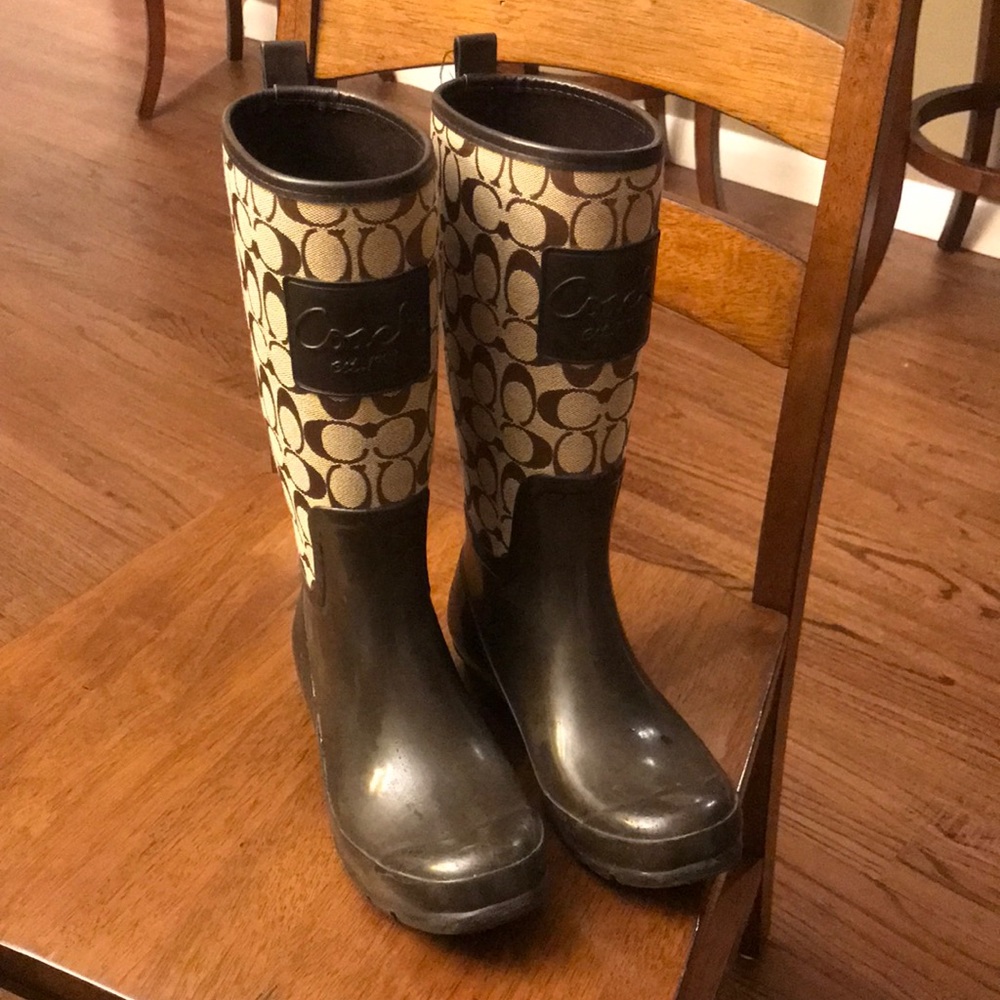 Brown Coach Rain Boots
